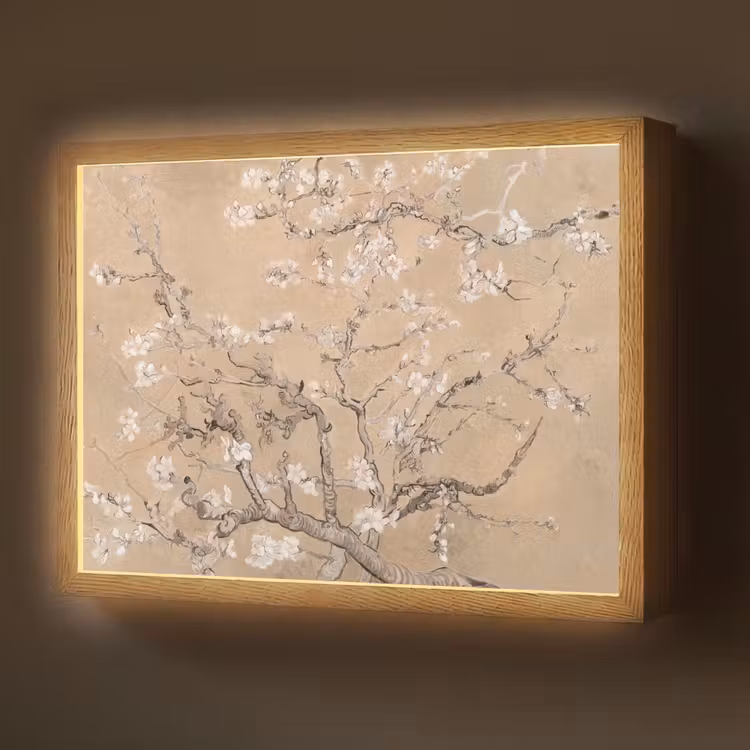 Lightbox - Wandlamp - Amandelbloesem - Kunst - Van Gogh - Beige — 1
