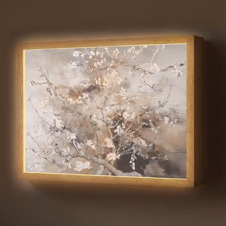 Lightbox - Wandlamp - Amandelbloesem - Kunst - Van Gogh - Beige - Abstract — 1
