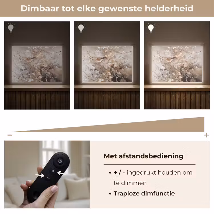 Lightbox - Wandlamp - Amandelbloesem - Kunst - Van Gogh - Beige - Abstract — 9