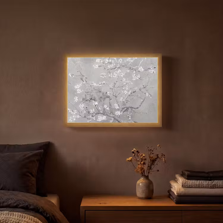 Lightbox - Wandlamp - Amandelbloesem - Kunst - Van Gogh - Grijs — 3