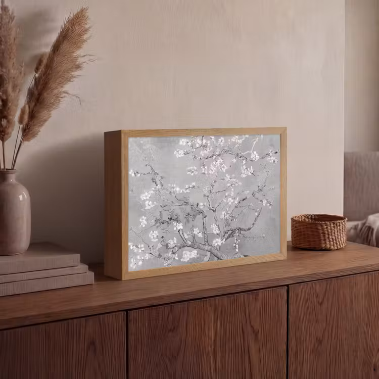 Lightbox - Wandlamp - Amandelbloesem - Kunst - Van Gogh - Grijs — 4