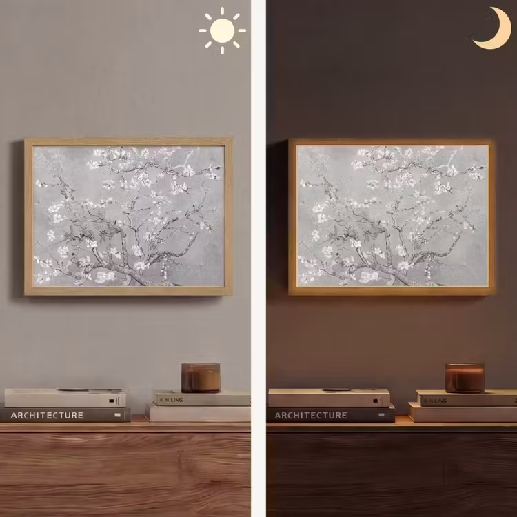 Lightbox - Wandlamp - Amandelbloesem - Kunst - Van Gogh - Grijs — 6