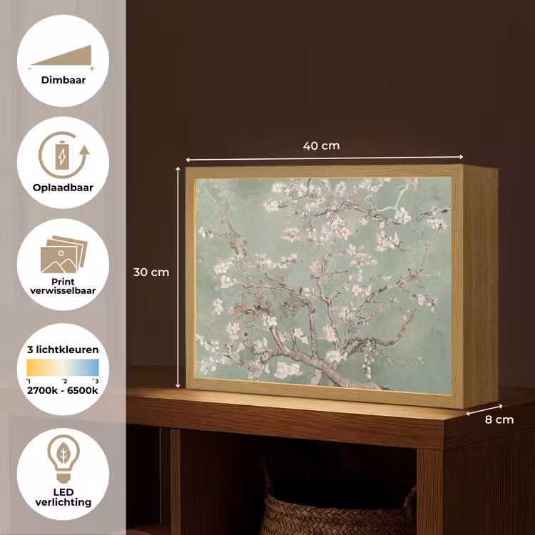 Lightbox - Wandlamp - Amandelbloesem - Kunst - Van Gogh - Groen — 10
