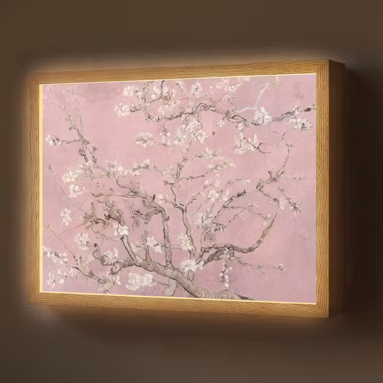 Lightbox - Wandlamp - Amandelbloesem - Kunst - Van Gogh - Roze — 1