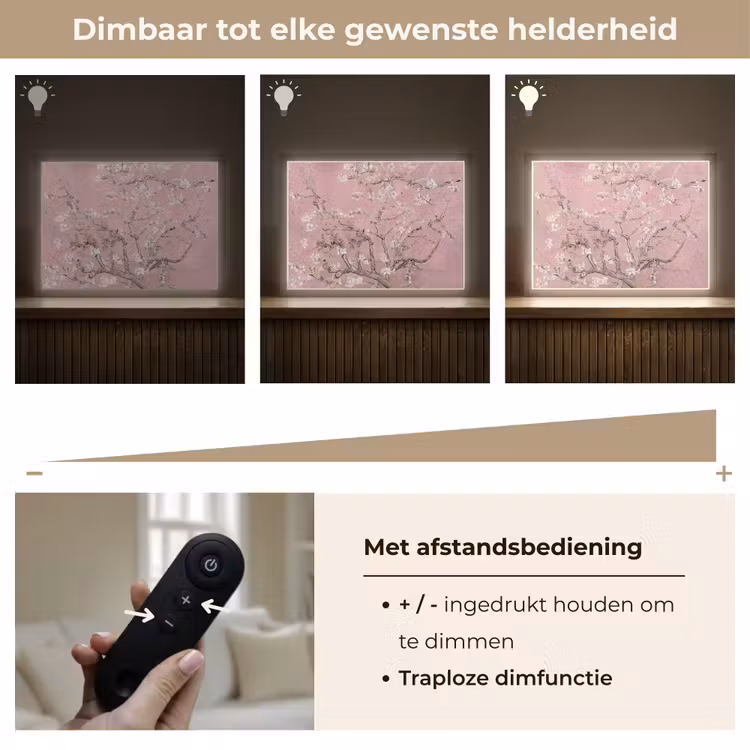 Lightbox - Wandlamp - Amandelbloesem - Kunst - Van Gogh - Roze — 9