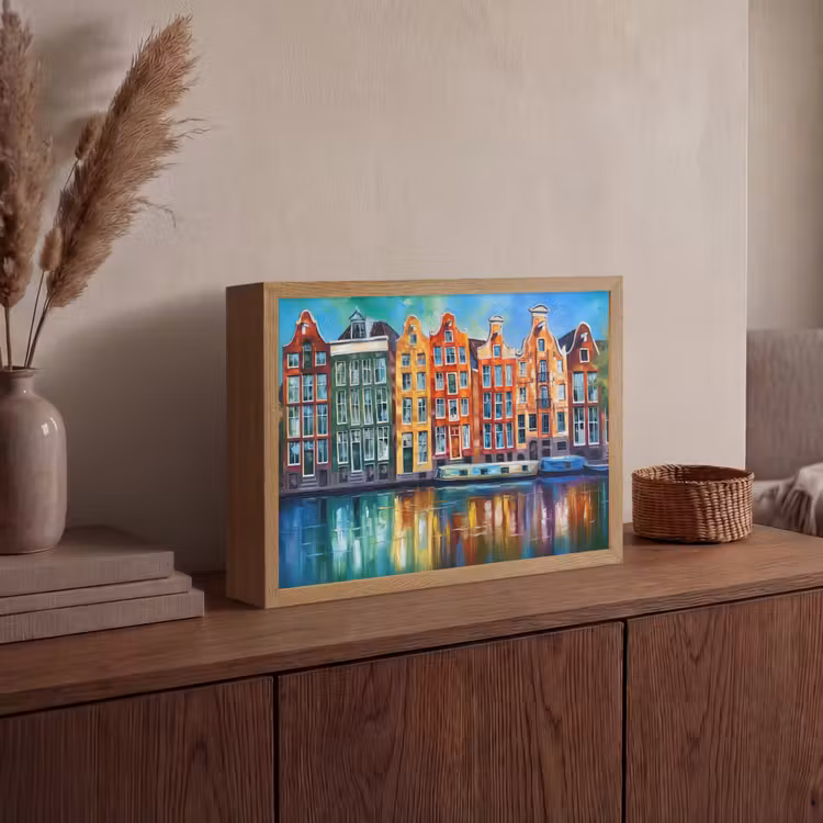 Lightbox - Wandlamp - Amsterdam - Olieverf - Gracht - Schilderij - Kunst — 4