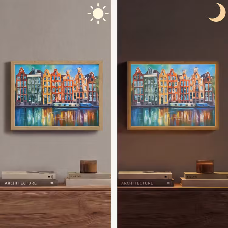 Lightbox - Wandlamp - Amsterdam - Olieverf - Gracht - Schilderij - Kunst — 6