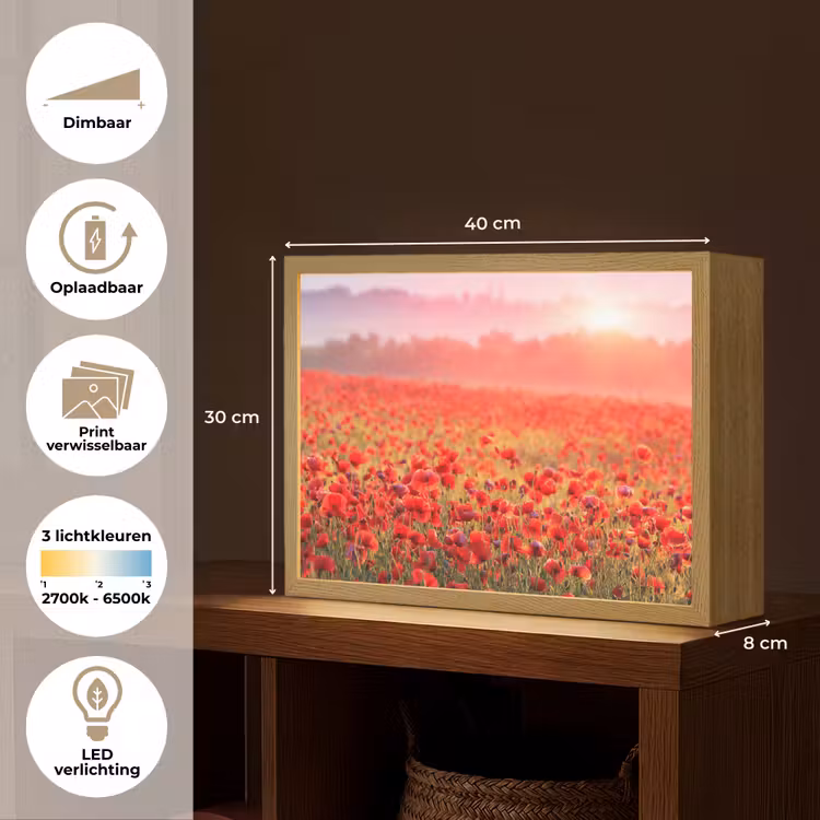 Lightbox - Wandlamp - Bloemen - Klaprozen - Rood - Bloemenveld — 10