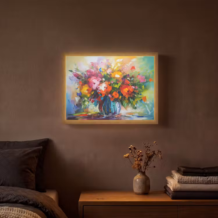 Lightbox - Wandlamp - Bloemen - Kleurrijk - Bloempot - Olieverf — 3