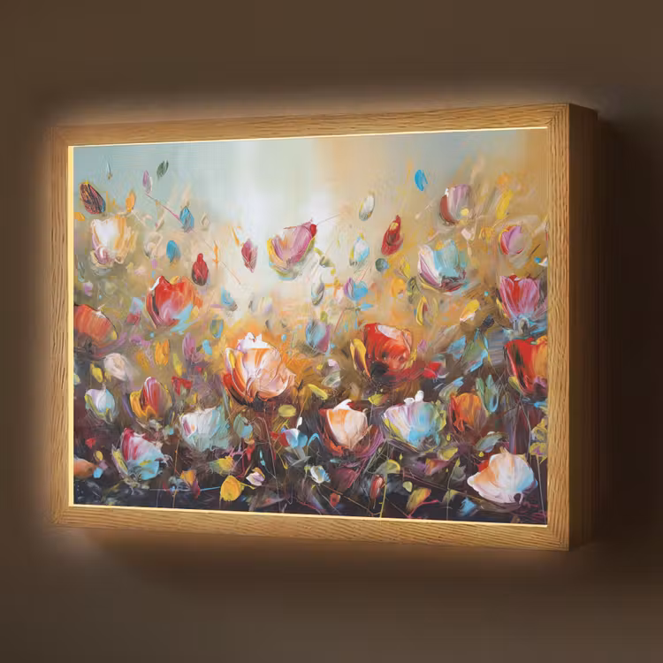 Lightbox - Wandlamp - Bloemen - Kunst - Natuur - Olieverf — 1
