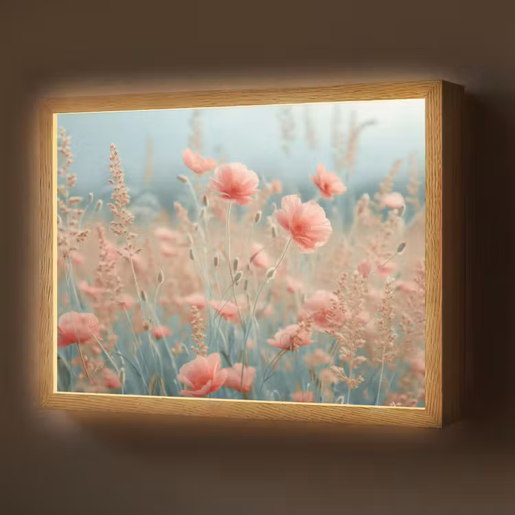 Lightbox - Wandlamp - Bloemen - Natuur - Klaprozen - Bloemenveld — 1