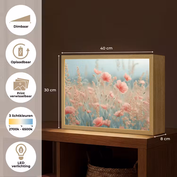 Lightbox - Wandlamp - Bloemen - Natuur - Klaprozen - Bloemenveld — 10