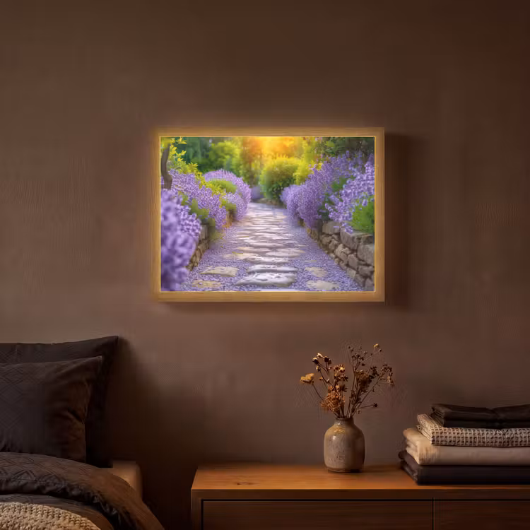 Lightbox - Wandlamp - Bloemen - Pad - lavendel - Tuin — 3
