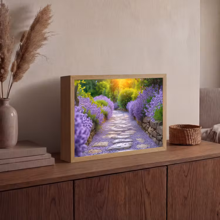 Lightbox - Wandlamp - Bloemen - Pad - lavendel - Tuin — 4