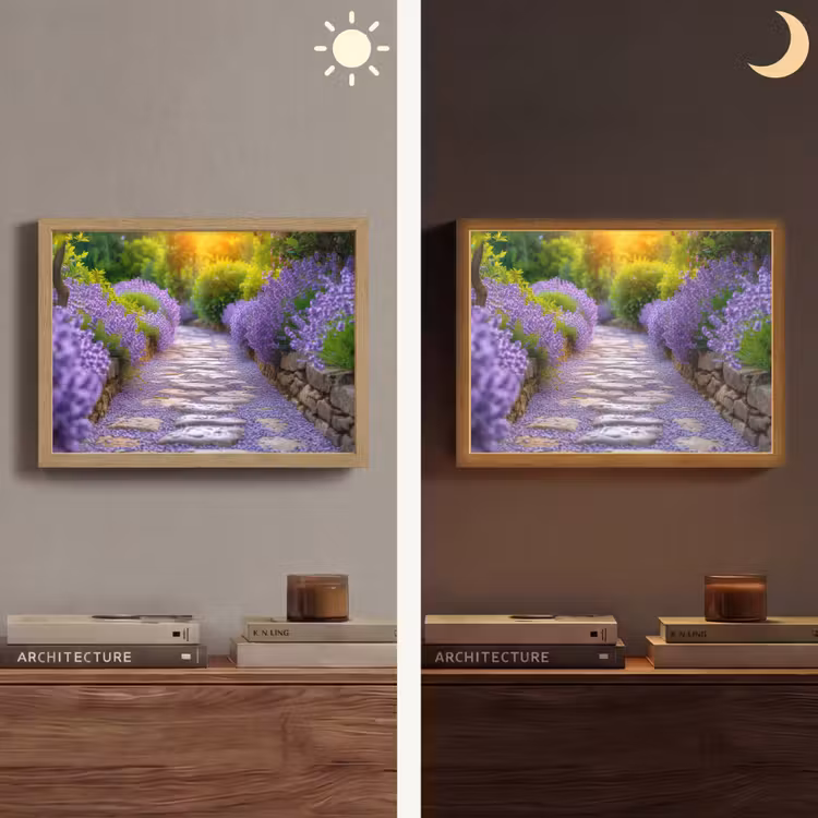 Lightbox - Wandlamp - Bloemen - Pad - lavendel - Tuin — 6