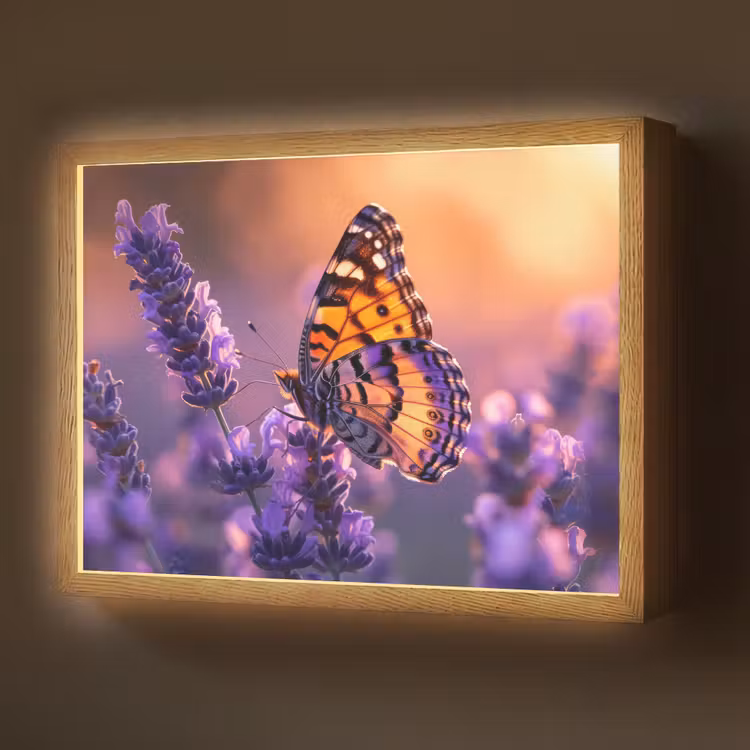 Lightbox - Wandlamp - Bloemen - Vlinder - Lavendel - Bloem - Natuur — 1