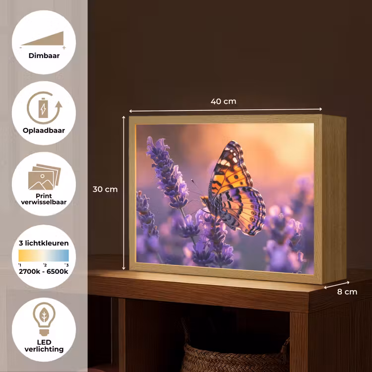 Lightbox - Wandlamp - Bloemen - Vlinder - Lavendel - Bloem - Natuur — 10