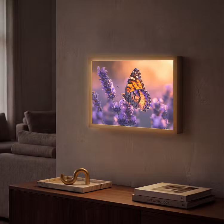 Lightbox - Wandlamp - Bloemen - Vlinder - Lavendel - Bloem - Natuur — 2