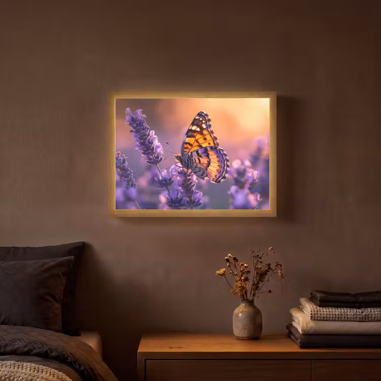 Lightbox - Wandlamp - Bloemen - Vlinder - Lavendel - Bloem - Natuur — 3