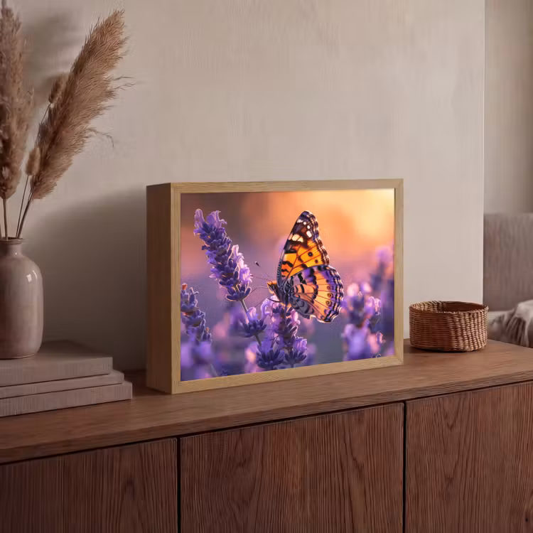 Lightbox - Wandlamp - Bloemen - Vlinder - Lavendel - Bloem - Natuur — 4