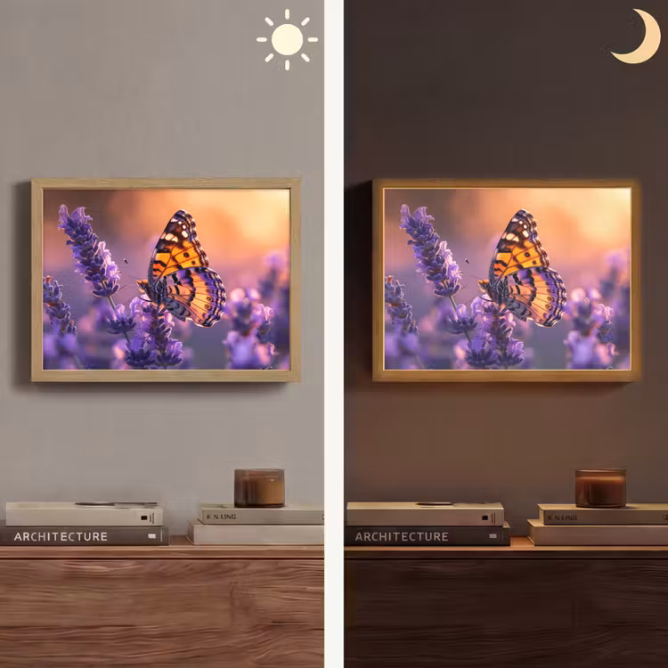 Lightbox - Wandlamp - Bloemen - Vlinder - Lavendel - Bloem - Natuur — 6
