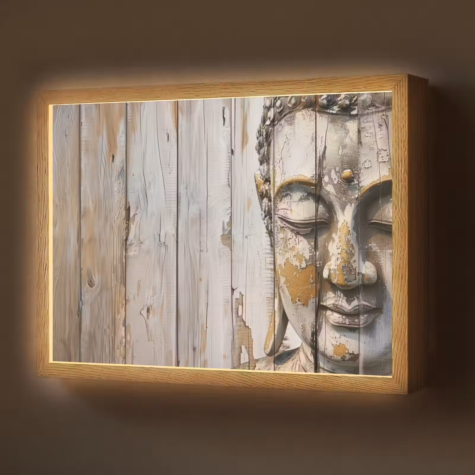 Lightbox - Wandlamp - Boeddha - Houtlook - Modern - Industrieel — 1