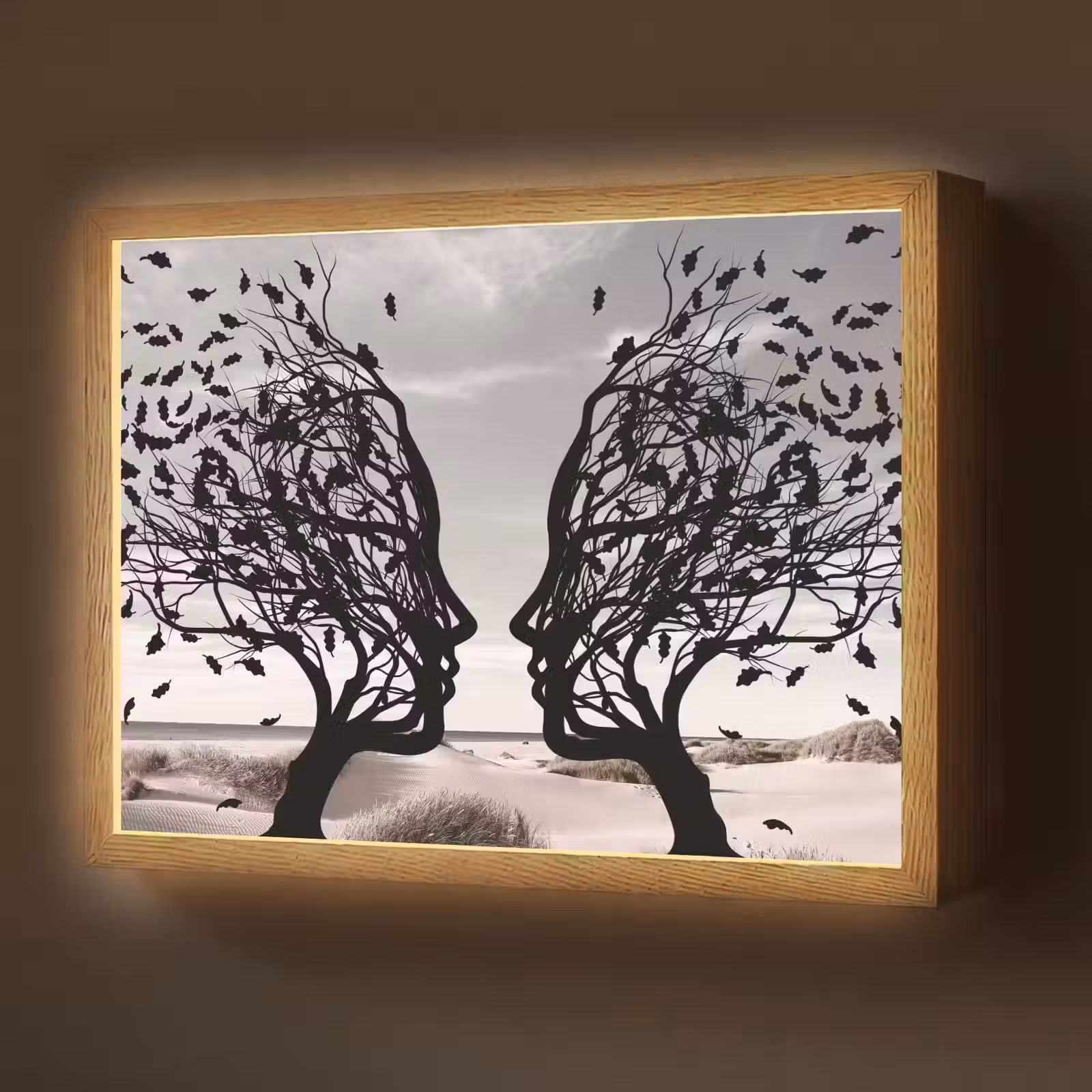Lightbox - Wandlamp - Bomen - Gezicht - Bladeren - Moderne kunst — 1