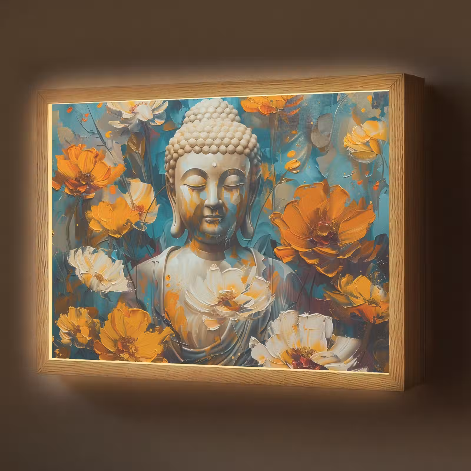 Lightbox - Wandlamp - Buddha - Bloemen - Kleurrijk - Modern — 1