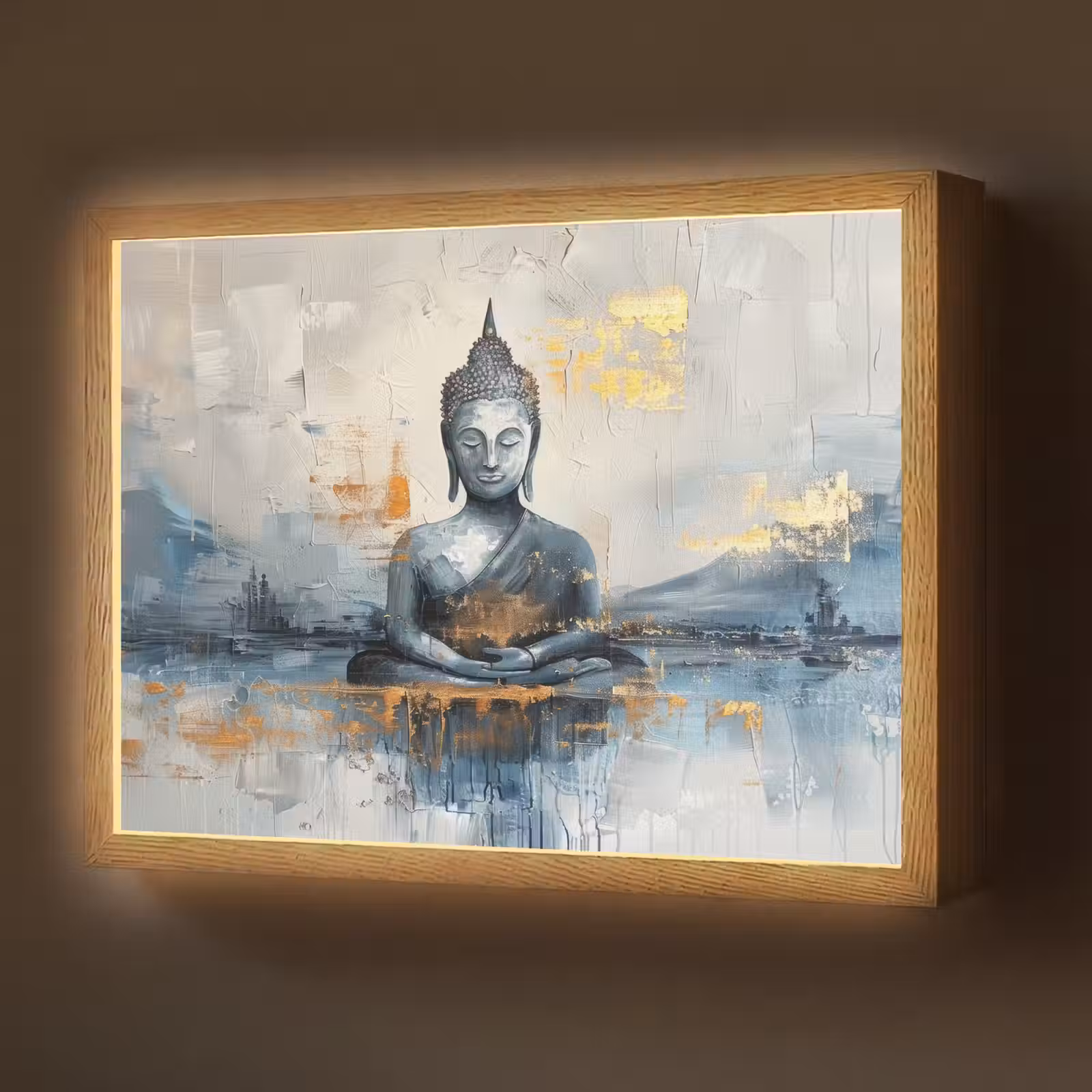 Lightbox - Wandlamp - Buddha - Goud - Abstract - Modern — 1