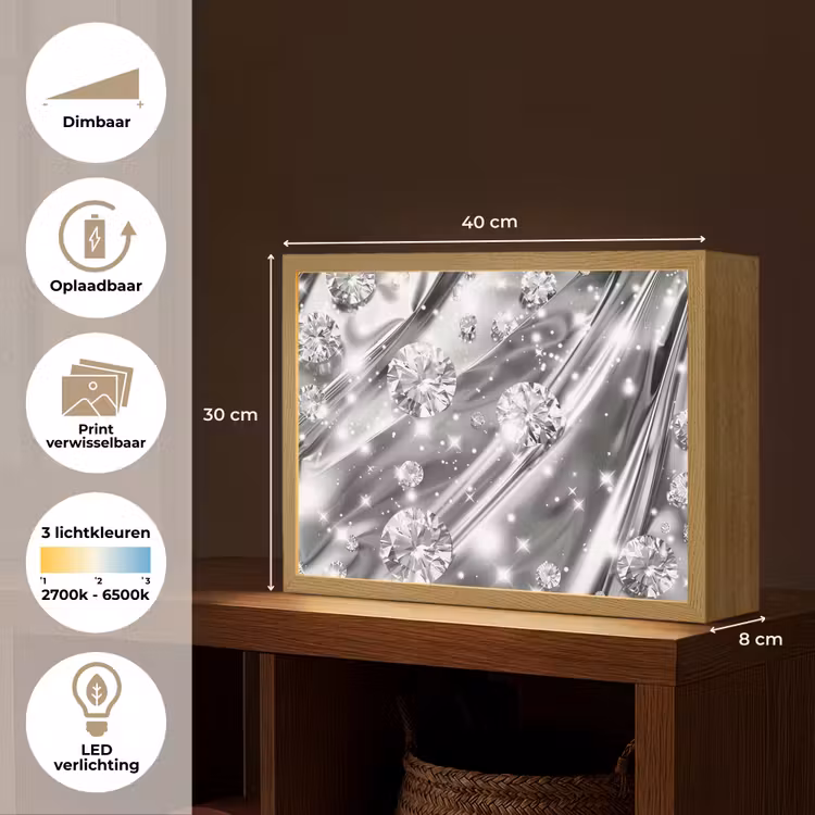 Lightbox - Wandlamp - Abstract - Diamant - Luxe - Modern - Zilver — 10