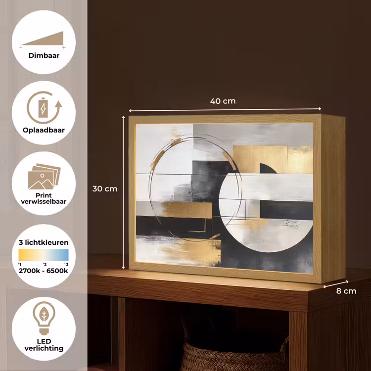 Lightbox - Wandlamp - Abstract - Goud - Zilver - Vormen - Aesthetic — 10