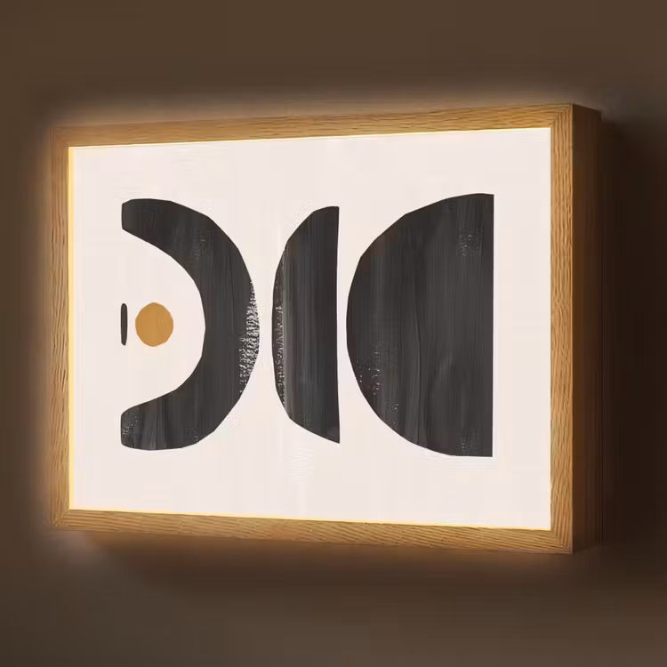 Lightbox - Wandlamp - Abstract - Halve cirkel - Kunst - Zwart wit — 1
