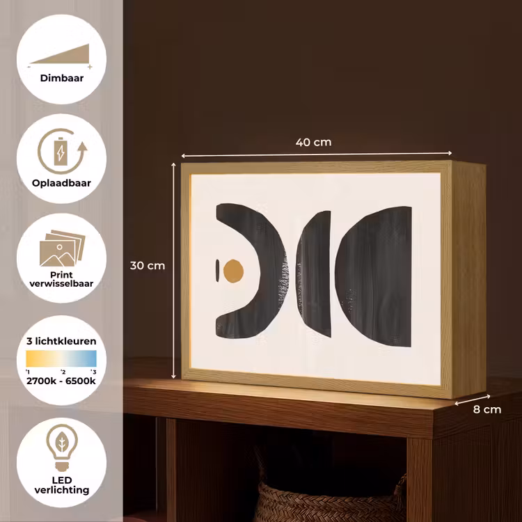 Lightbox - Wandlamp - Abstract - Halve cirkel - Kunst - Zwart wit — 10