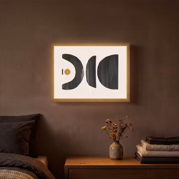 Lightbox - Wandlamp - Abstract - Halve cirkel - Kunst - Zwart wit — 3