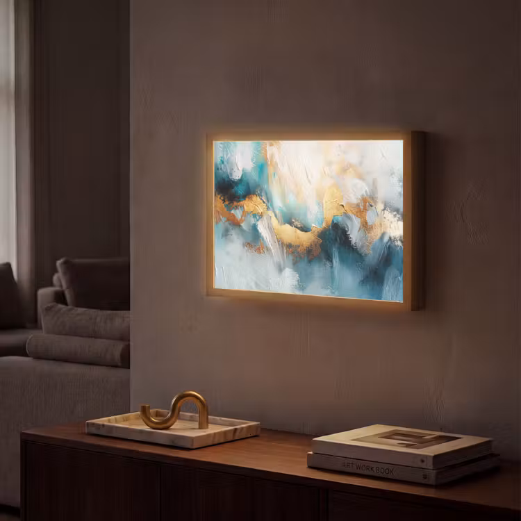 Lightbox - Wandlamp - Abstract - Kunst - Gold - Blauw — 2