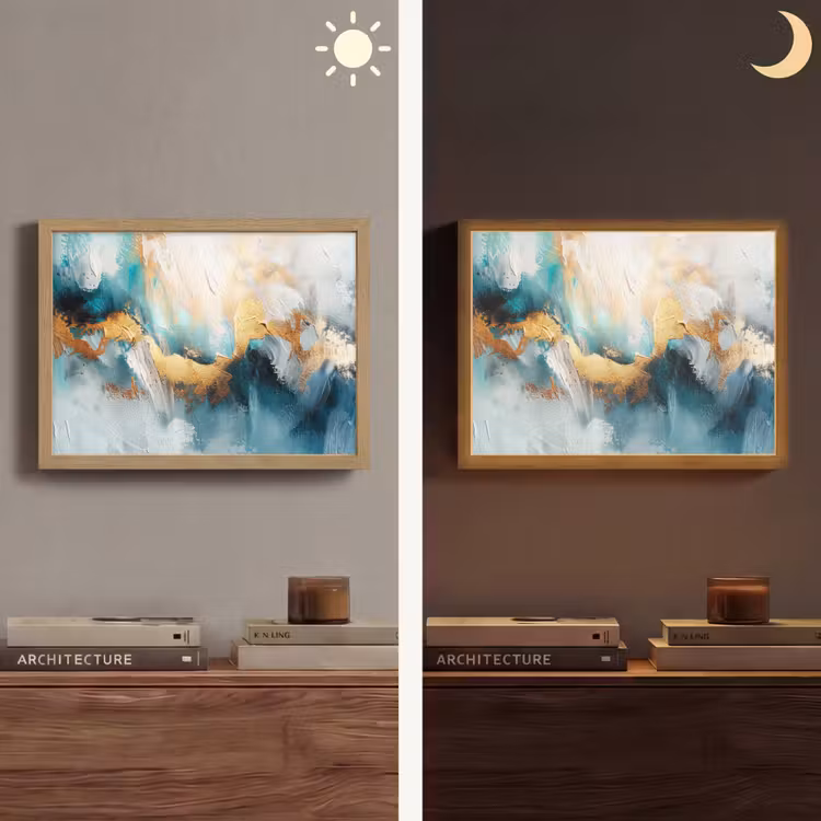 Lightbox - Wandlamp - Abstract - Kunst - Gold - Blauw — 6