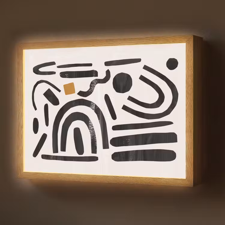 Lightbox - Wandlamp - Abstract - Kunst - Vormen - Zwart — 1