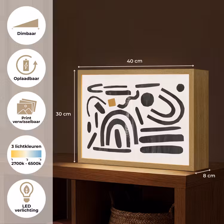 Lightbox - Wandlamp - Abstract - Kunst - Vormen - Zwart — 10