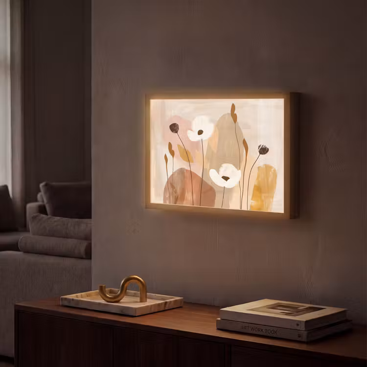 Lightbox - Wandlamp - Bloemen - Abstract - Beige - Line art — 2