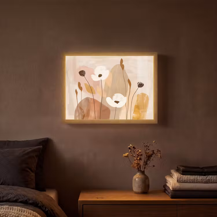 Lightbox - Wandlamp - Bloemen - Abstract - Beige - Line art — 3