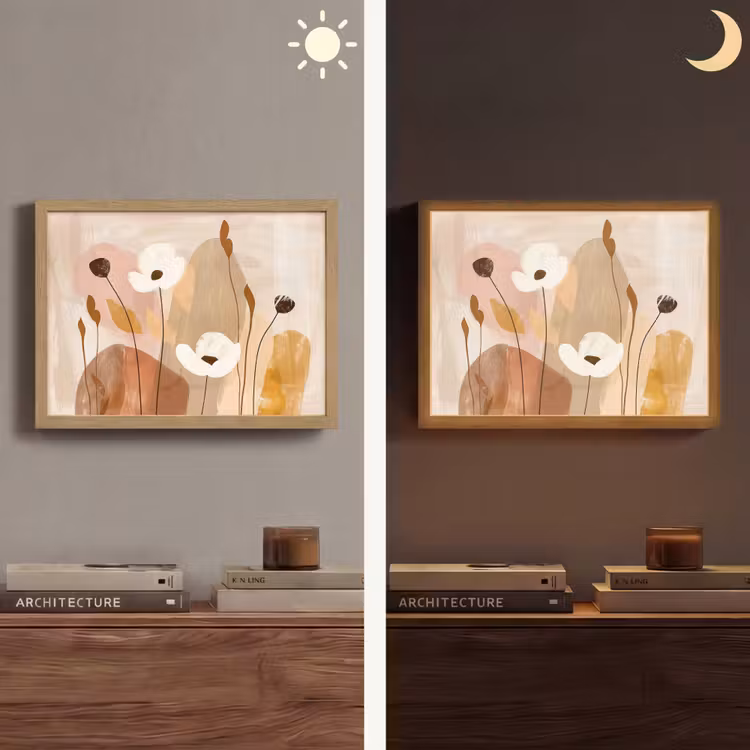 Lightbox - Wandlamp - Bloemen - Abstract - Beige - Line art — 6