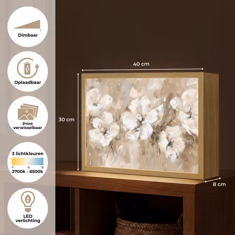 Lightbox - Wandlamp - Bloemen - Beige - Abstract - Modern — 10