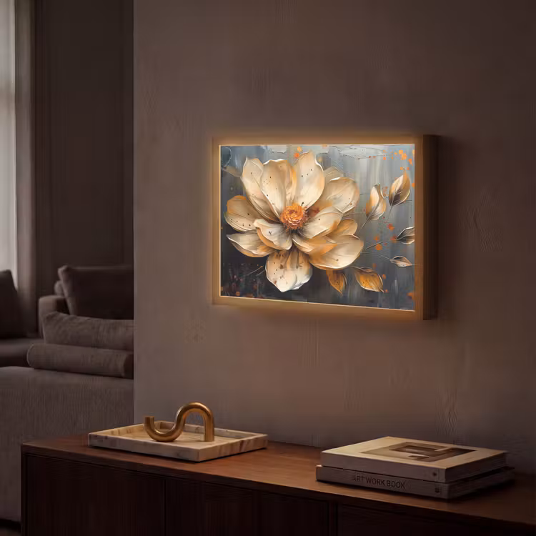 Lightbox - Wandlamp - Bloemen - Goud - Kunst - Zwart - Modern — 2