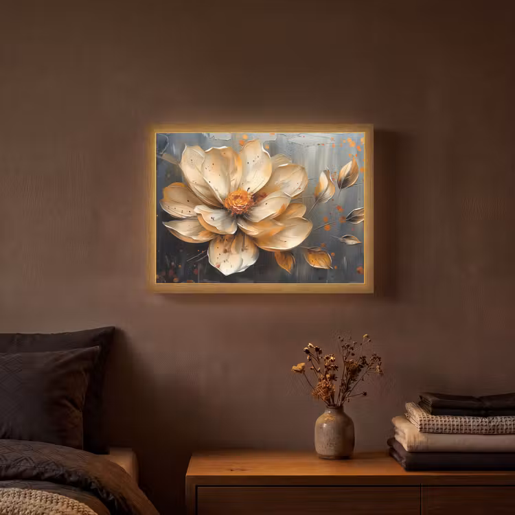 Lightbox - Wandlamp - Bloemen - Goud - Kunst - Zwart - Modern — 3