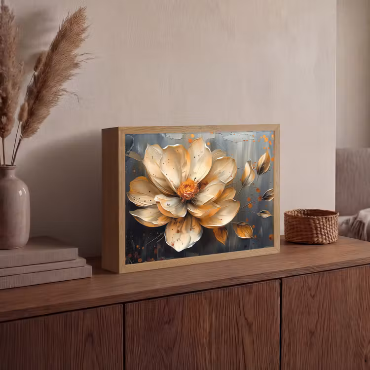 Lightbox - Wandlamp - Bloemen - Goud - Kunst - Zwart - Modern — 4