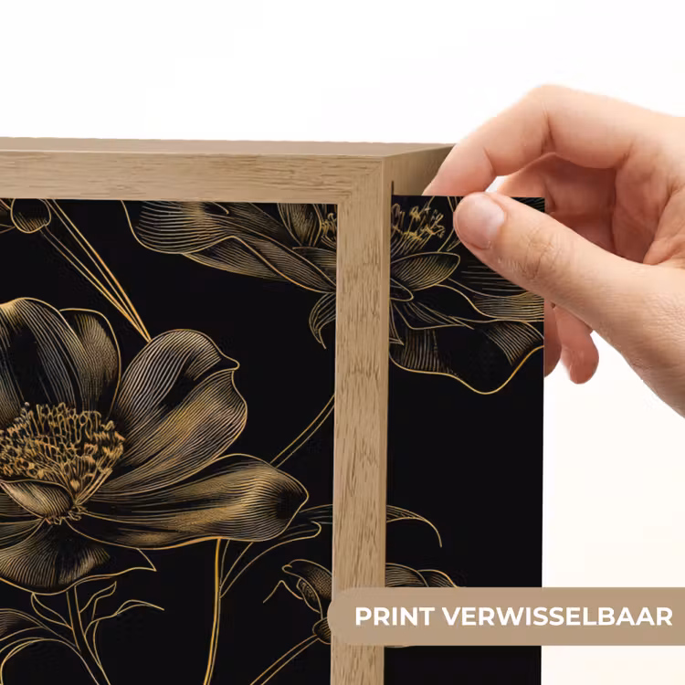 Lightbox - Wandlamp - Bloemen - Zwart - Goud - Line art — 5