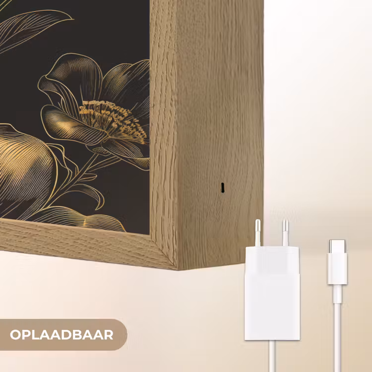 Lightbox - Wandlamp - Bloemen - Zwart - Goud - Line art — 7