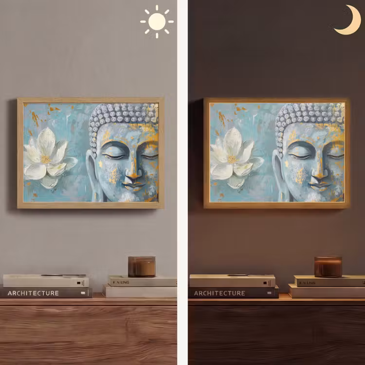 Lightbox - Wandlamp - Boeddha - Bloem - Lotus - Goud - Blauw — 6