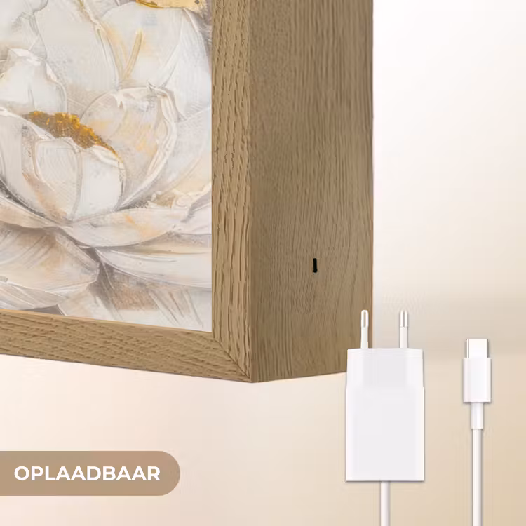 Lightbox - Wandlamp - Boeddha - Bloem - Lotus - Wit - Goud - Zen — 7