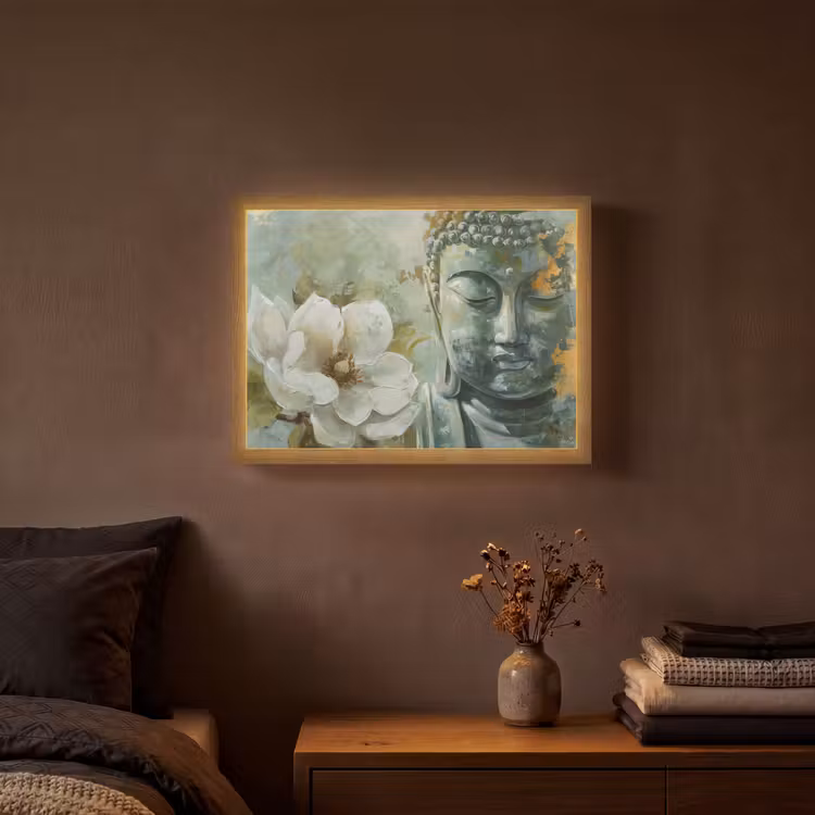 Lightbox - Wandlamp - Boeddha - Groen - Lotusbloem - Wit — 3